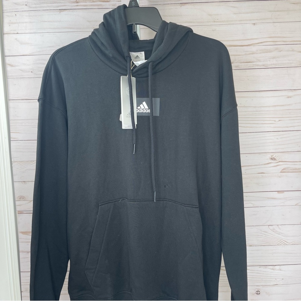 Men's Size Small Black Adidas Long Sleeve Athletic Hooded Sweatshirt